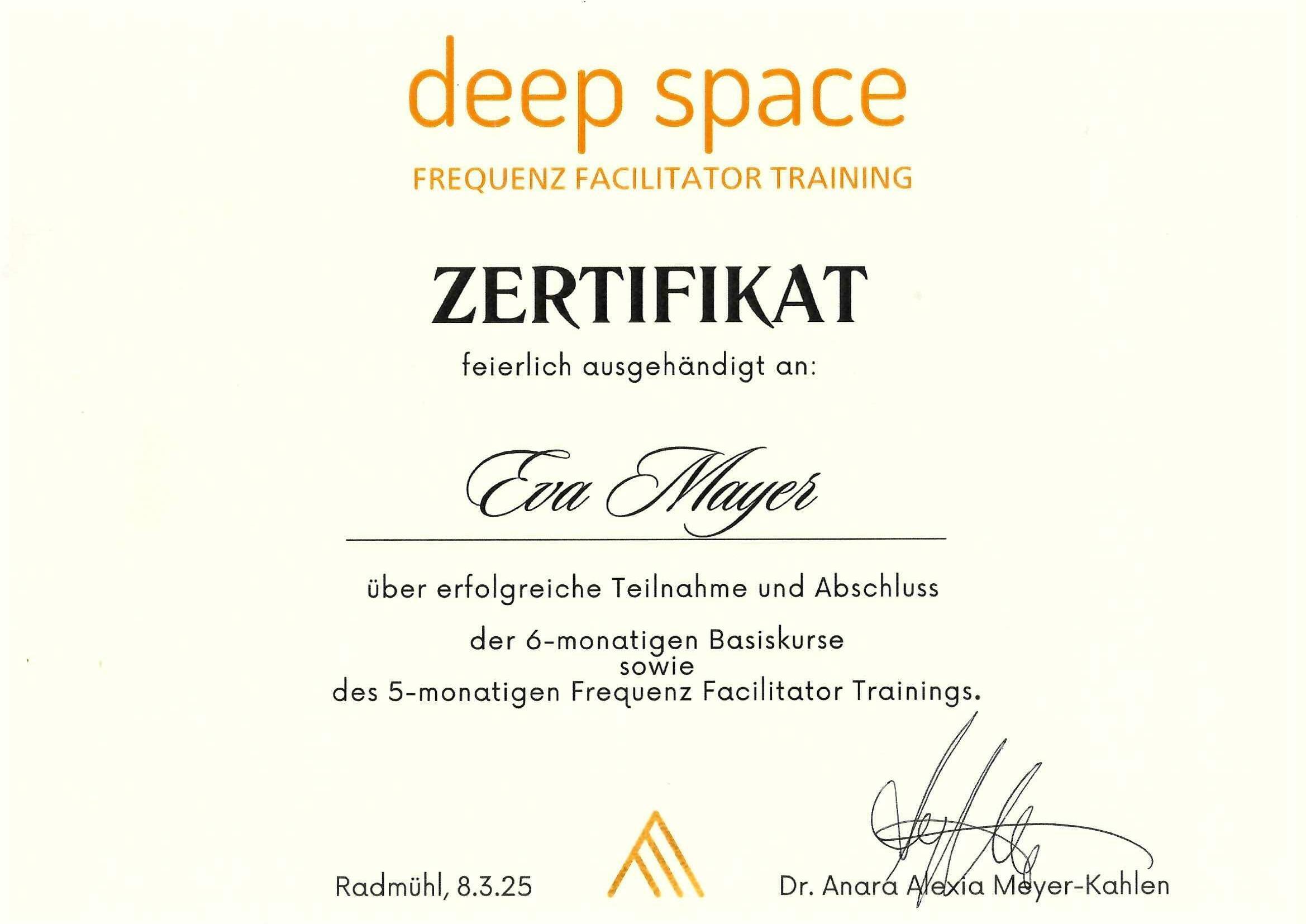 Deep Space Zertifikat