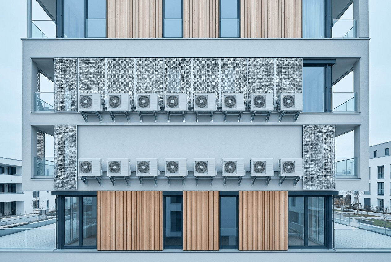 Multisplit-Klimaanlage von OMI Kälte-Klima – Außeneinheiten an Gebäudefassade