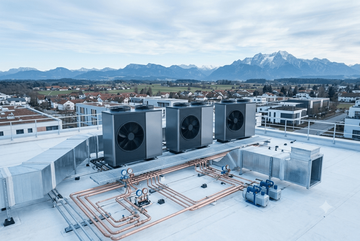 VRF- und Kaltwasseranlage von OMI Kälte-Klima für große Gebäude und Büros